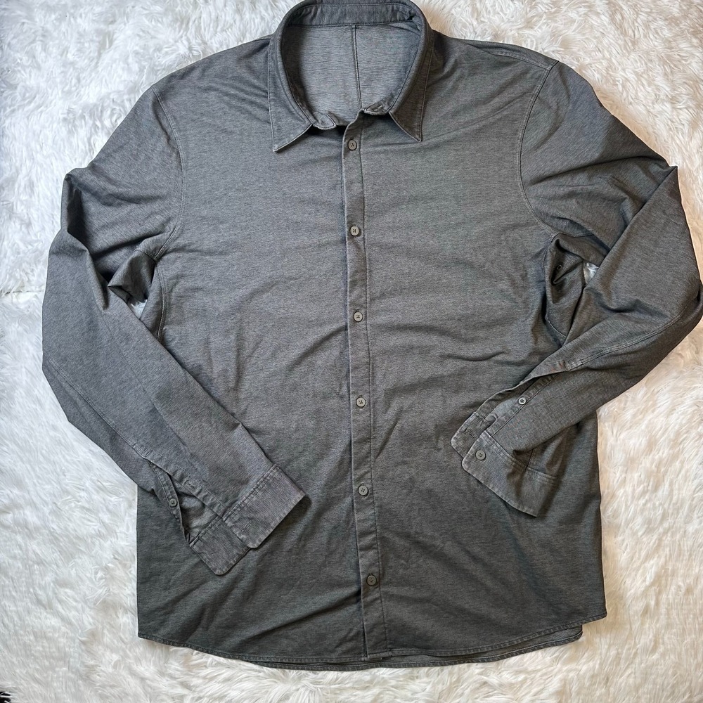 Lululemon Commission Long Sleeve Shirt Men’s XL Grey Button Up Performance